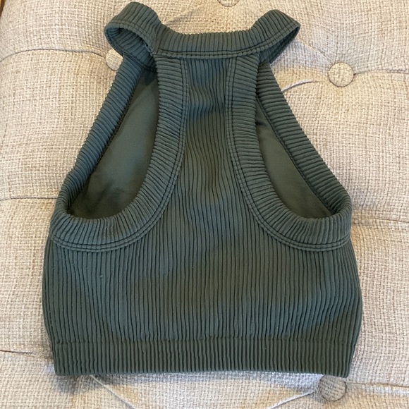 Aerie Olive Ribbed Crop Top - Picture 3 of 3